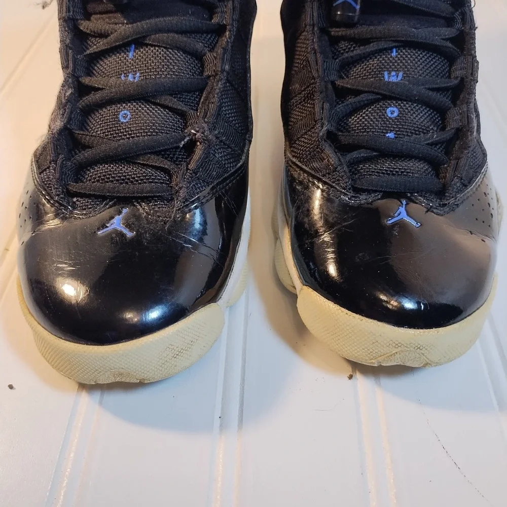 Nike Air Jordan Rings Basketball Sneakers Black Blue White 6Y 323419-016